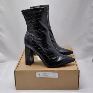 Journee Tru Comfort Womens Boots Size 9 Black Croc Moto Gothic Y2K Whimsigoth